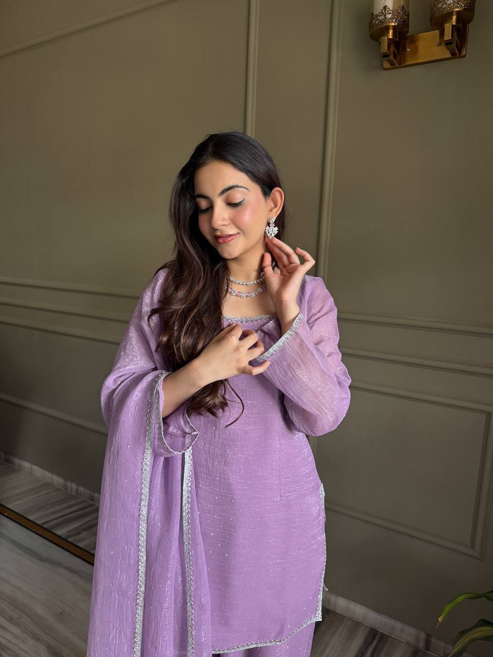 Laksharaa Sarees Crunchy Silk Designer Suit Lavender