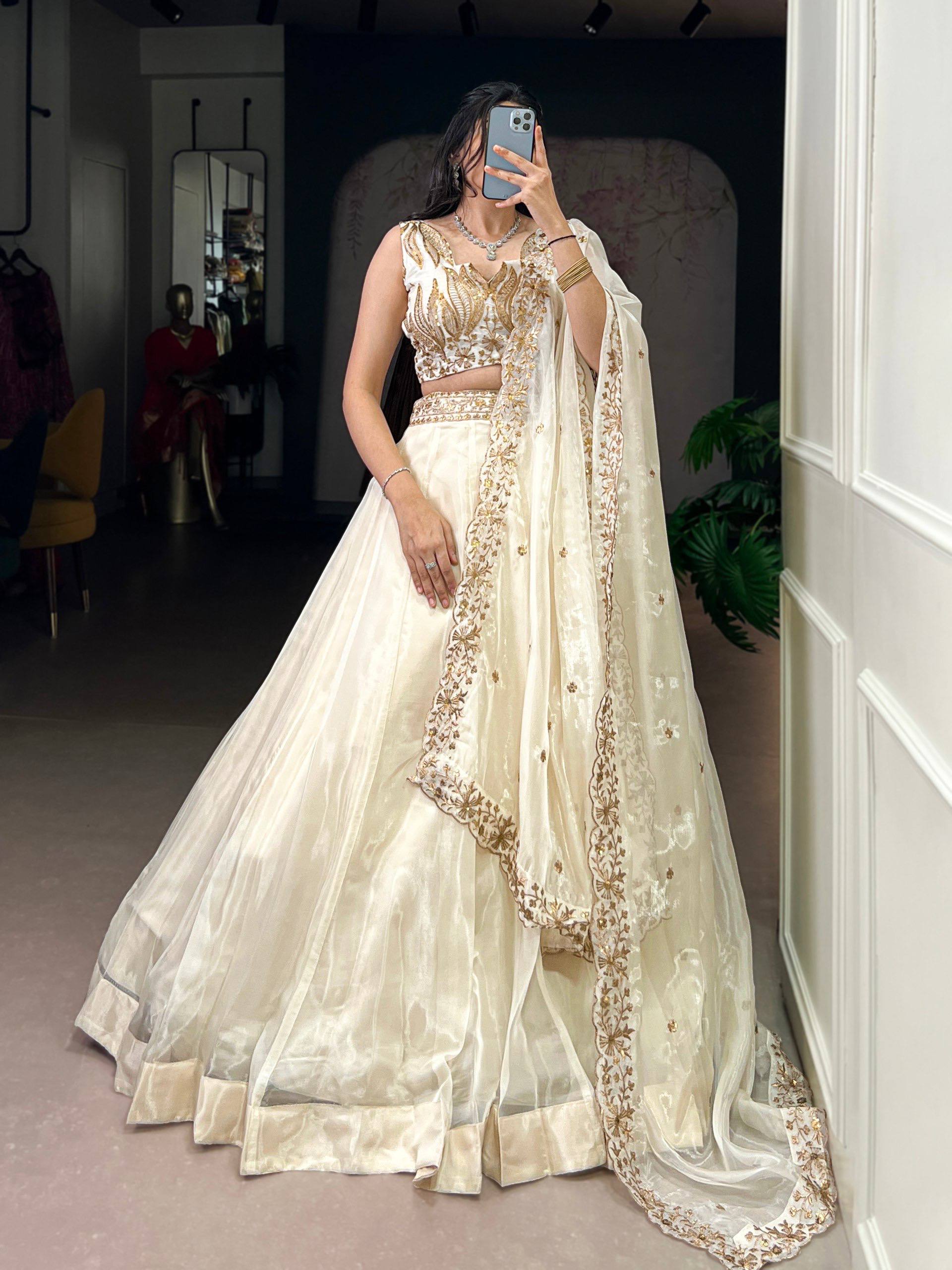 Laksharaa Sarees AVINA - Chanda Silk Lehenga Off-White front view