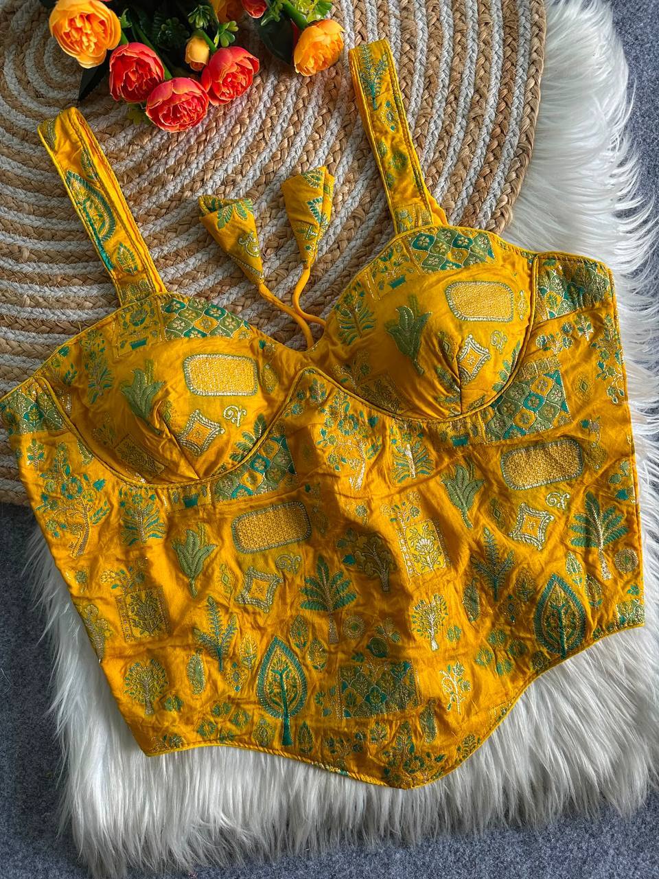 Laksharaa Sarees Partywear Corset Style Blouse Mustard Yellow