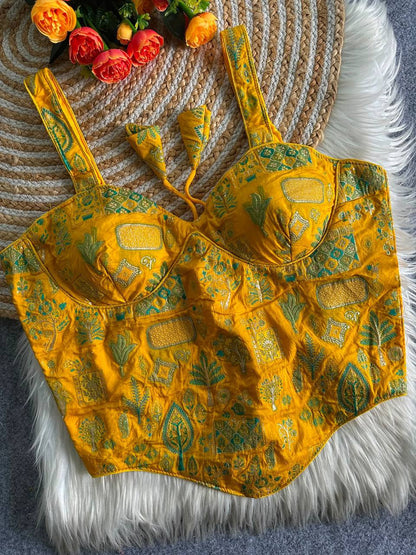 Laksharaa Sarees Partywear Corset Style Blouse Mustard Yellow