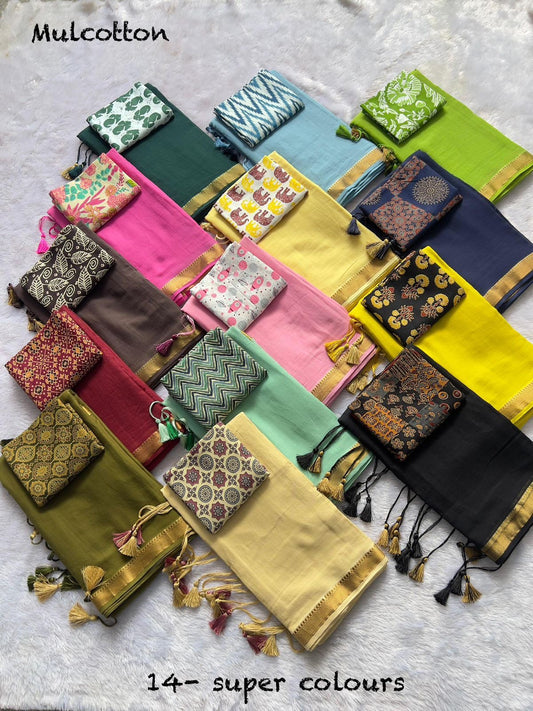 Diwali Special — Mul Cotton Sarees x Tassle Border