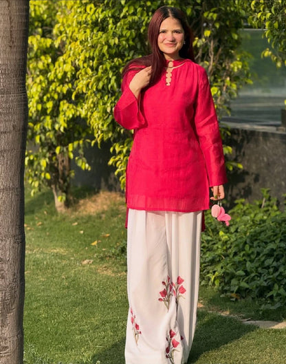 Laksharaa Sarees Kurta Set Red Front View