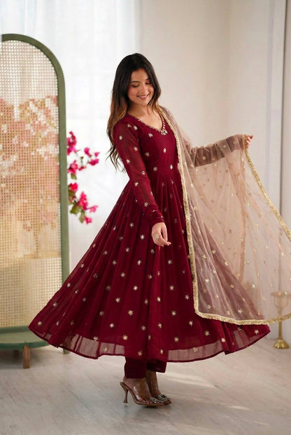 Laksharaa Sarees SHAHI — Georgette Anarkali Suit Burgundy