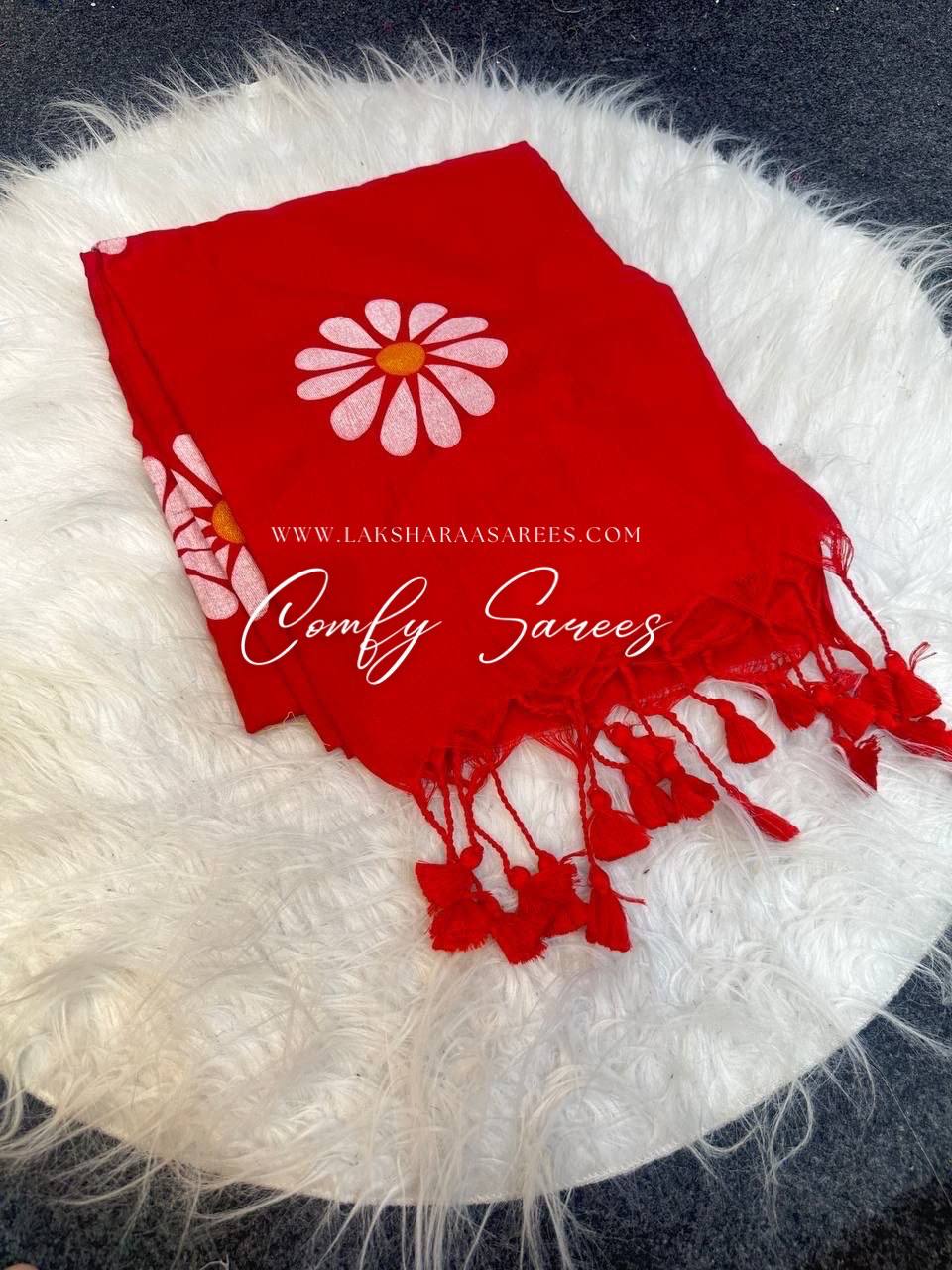 Laksharaa Sarees DAISY — floral kadhi saree Red