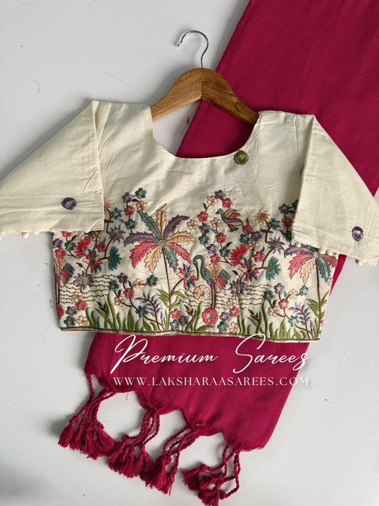 Laksharaa Sarees SWATHY Saree and Blouse Set Hot Pink