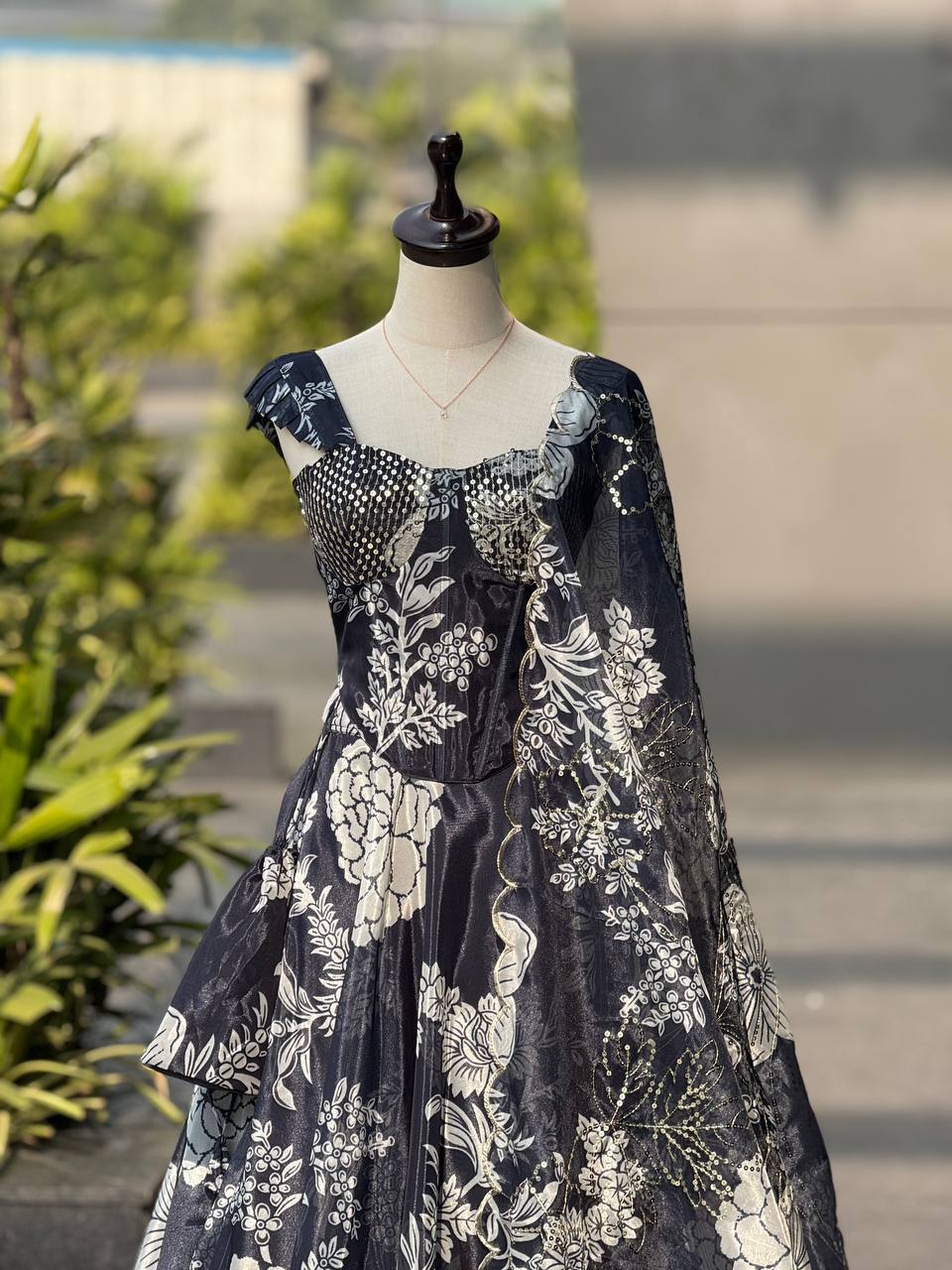 Laksharaa Sarees DIANA - Black Corset Style Partywear Lehenga Front View