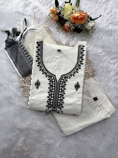 Laksharaa Sarees Festive Kadhi Cotton Kurti Set Off-White
