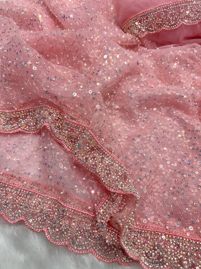 Laksharaa Sarees Partywear Net Saree Dusty Rose Front View