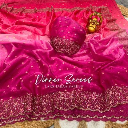 Laksharaa Sarees NAYLAA 2.0 — ombré shimmer silk Saree Hot Pink and Fuchsia Ombré