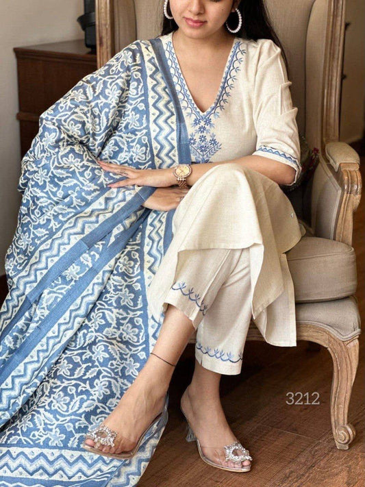 Laksharaa Sarees Kadhi Kurti Set Off-White