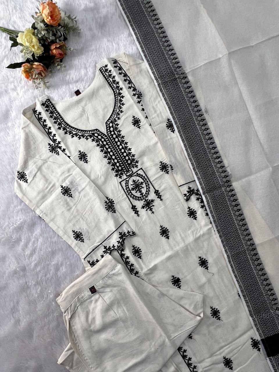Laksharaa Sarees Festive Kadhi Cotton Kurti Set Off-White