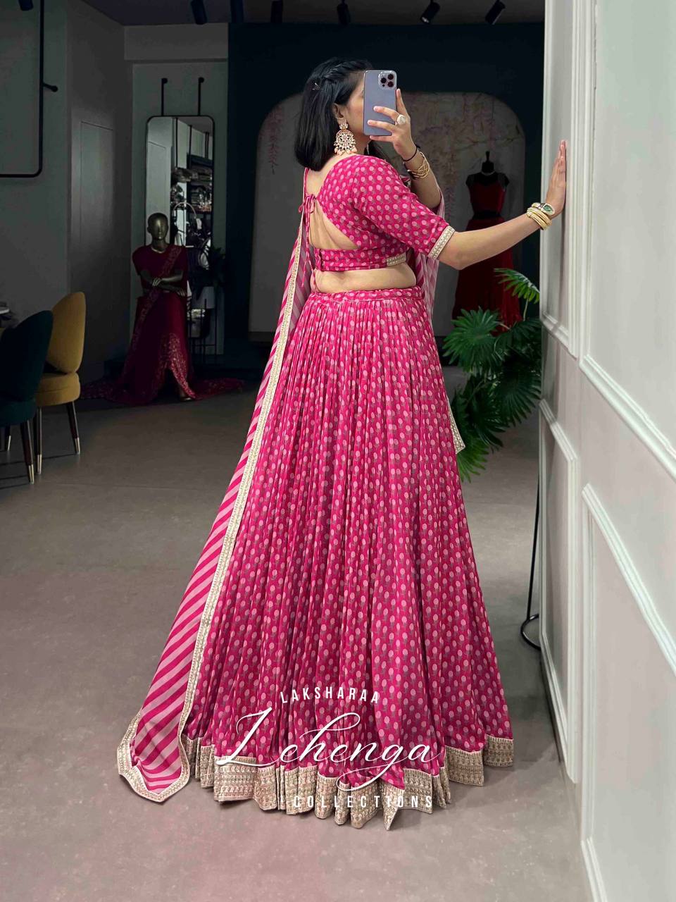 Laksharaa Sarees PREETI lehenga Pink Back View