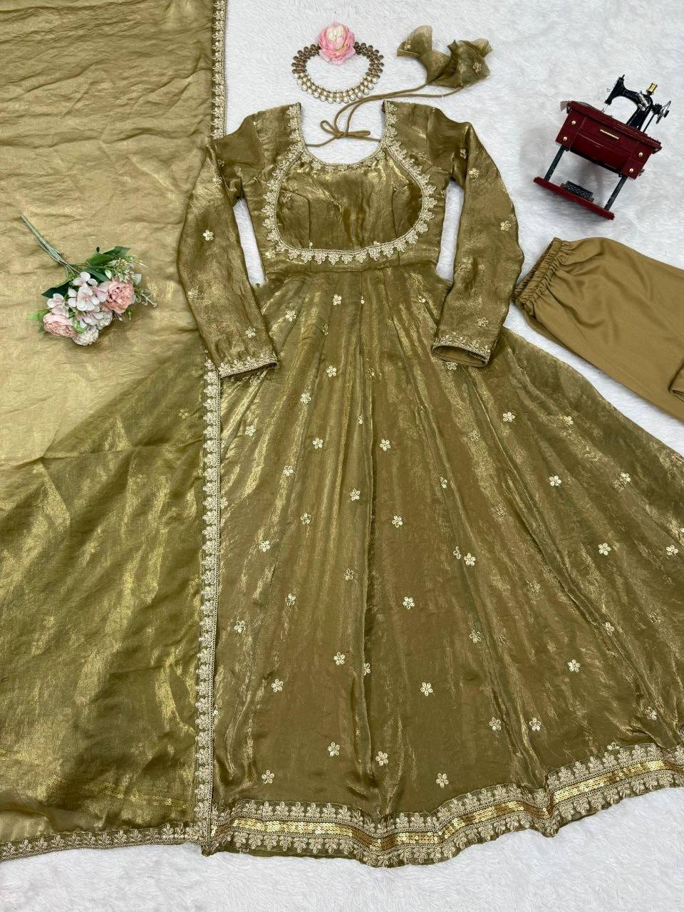 Laksharaa Sarees MIYAA — shimmer silk Anarkali suit Golden Brown