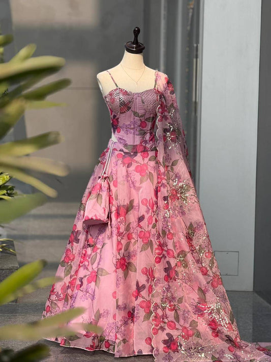 Laksharaa Sarees DIANA - DARK pink Corset Style Partywear Lehenga Dark Pink Full View