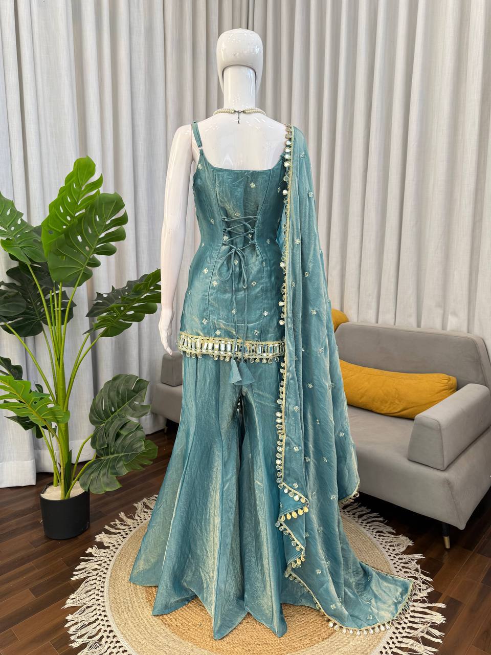 Laksharaa Sarees MEHREEN Sharara Teal Back View
