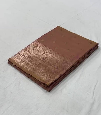 Laksharaa Sarees NILA — Banarasi Soft Silk Saree Copper Brown