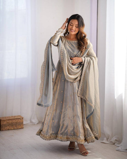 Laksharaa Sarees MIYAA — shimmer silk Anarkali suit Silver