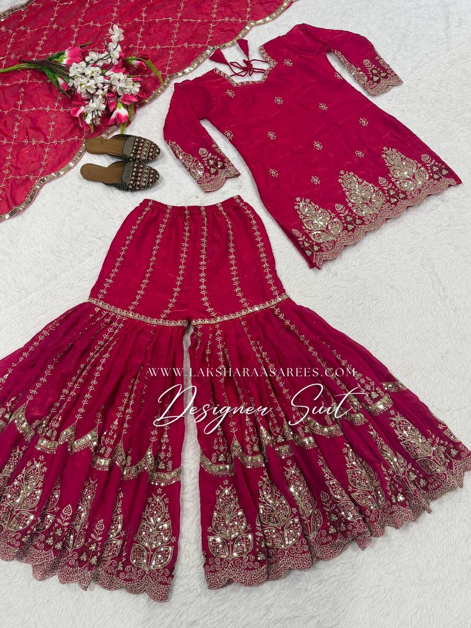 Laksharaa Sarees VERONICA — Shimmer Sharara Suit Fuchsia