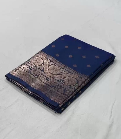 Laksharaa Sarees NILA — Banarasi Soft Silk Saree Navy Blue