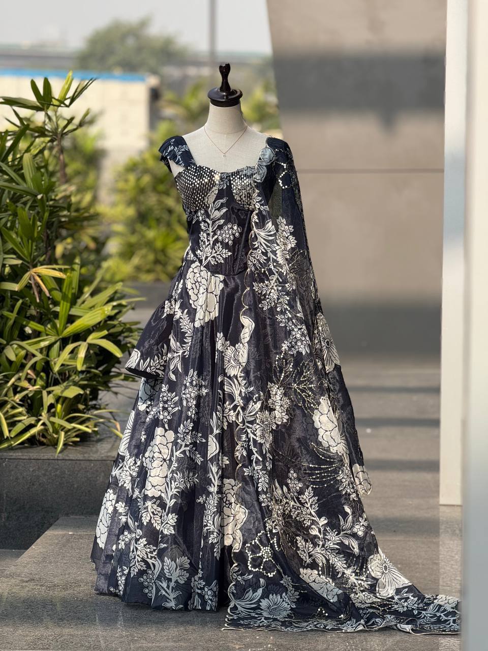 Laksharaa Sarees DIANA - Black Corset Style Partywear Lehenga Full View