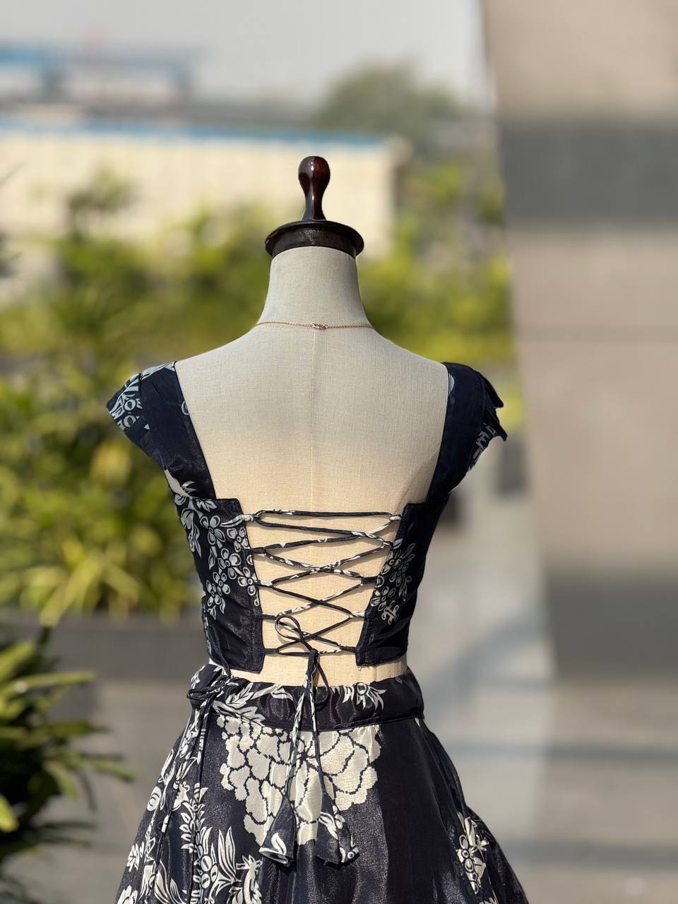 Laksharaa Sarees DIANA - Black Corset Style Partywear Lehenga Back View