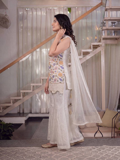 Laksharaa Sarees DILARA - Shimmer Sharara Suit Off-White Side View