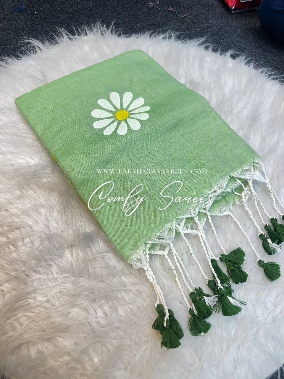 Laksharaa Sarees DAISY — floral kadhi saree Mint Green