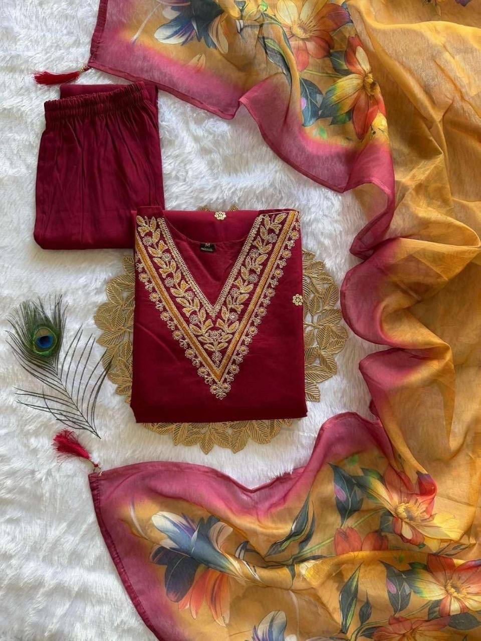 Laksharaa Sarees Festive Special Kurtis Set Burgundy