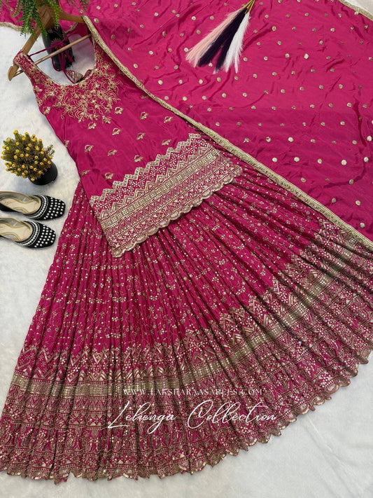 Laksharaa Sarees MAJNU - Fusion Backless top lehenga set Fuchsia Front View