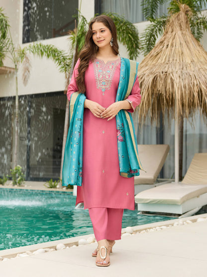 Laksharaa Sarees Baby Pink Comfy Kurtis Set Front View
