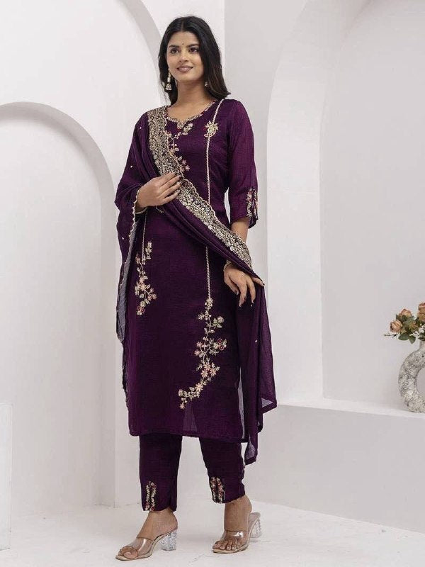 Laksharaa Sarees Kurti set Purple worn by model full length front view