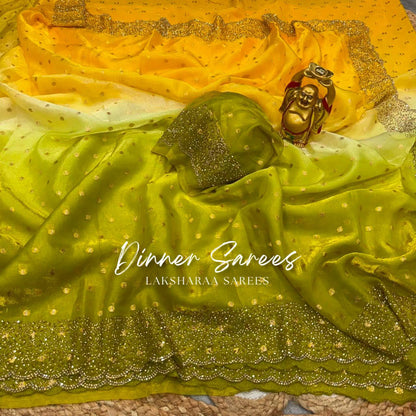 Laksharaa Sarees NAYLAA 2.0 — ombré shimmer silk Saree Yellow and Lime Green Ombré
