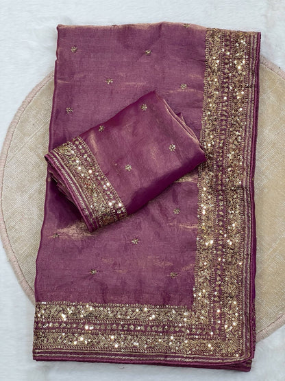 IFA Premium Space Silk Saree — Mauve, actual saree and blouse fabric