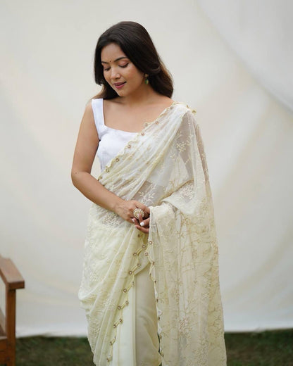 SANDY - Georgette Silk Saree With stone work border