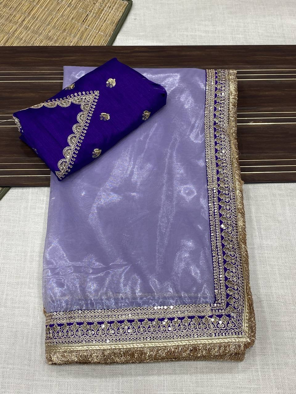 ELISE - Shimmer Tissue Silk Saree x Luxe Border