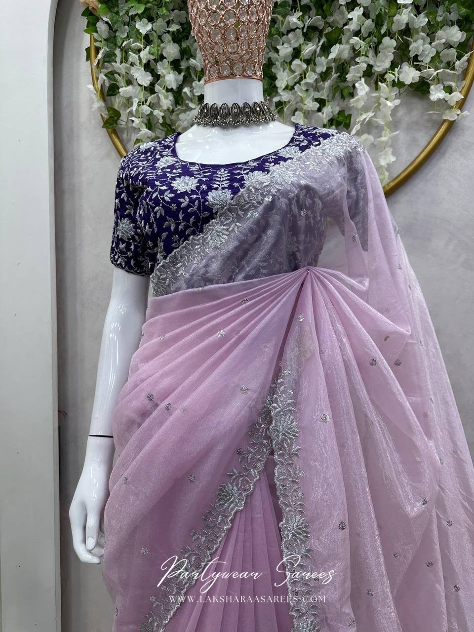 GEET - Purple Georgette Shimmer Saree