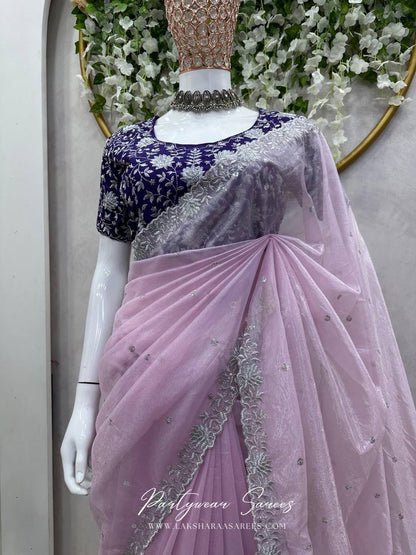 GEET - Purple Georgette Shimmer Saree