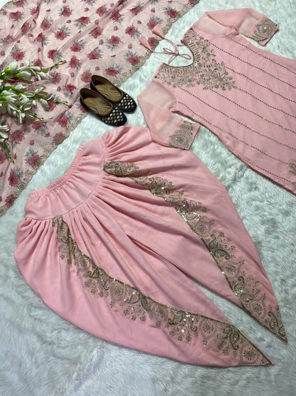 Baby Pink Dhoti Suit