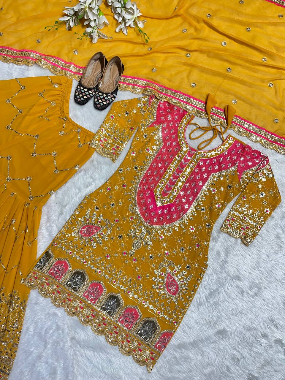 Mustard x Pink Sharara Suit