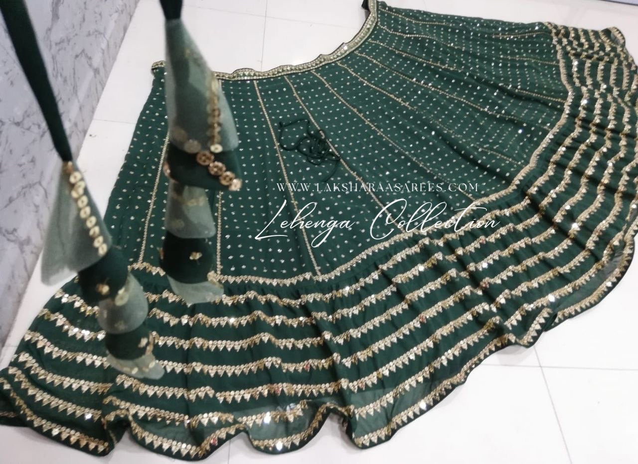 Bottle Green Georgette Lehenga