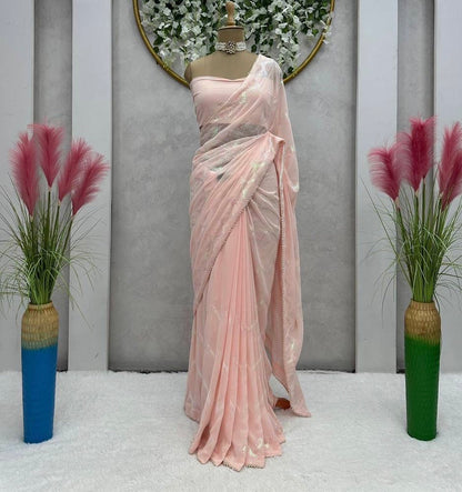 Pastel Partywear Georgette Saree