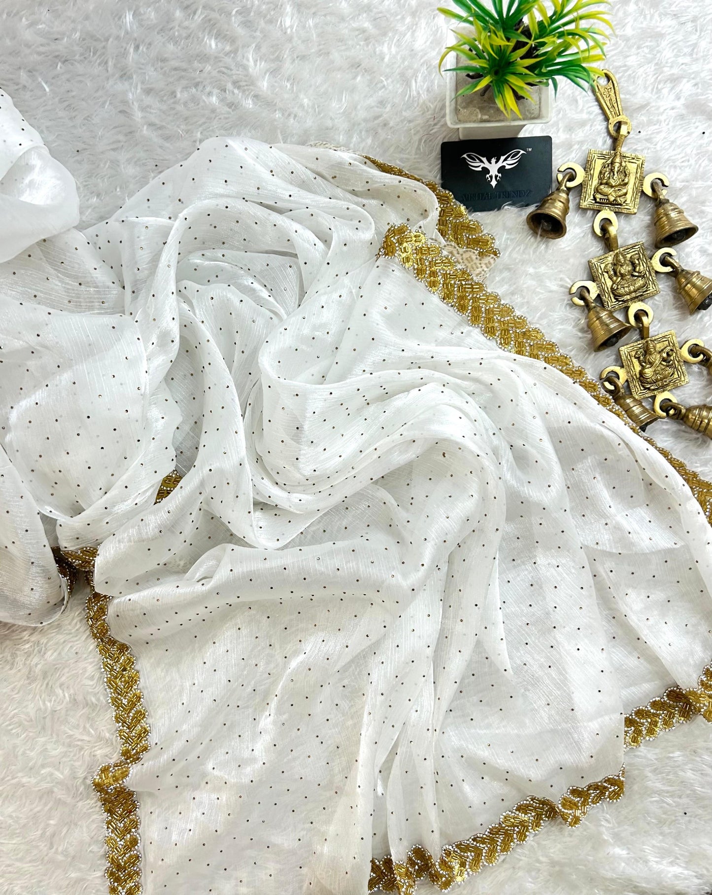 DREAMI 2 — White Shimmer Silk x Gold Jarkan Border