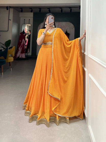 Haldi Special — Georgette Lehenga x Grand Gold Border