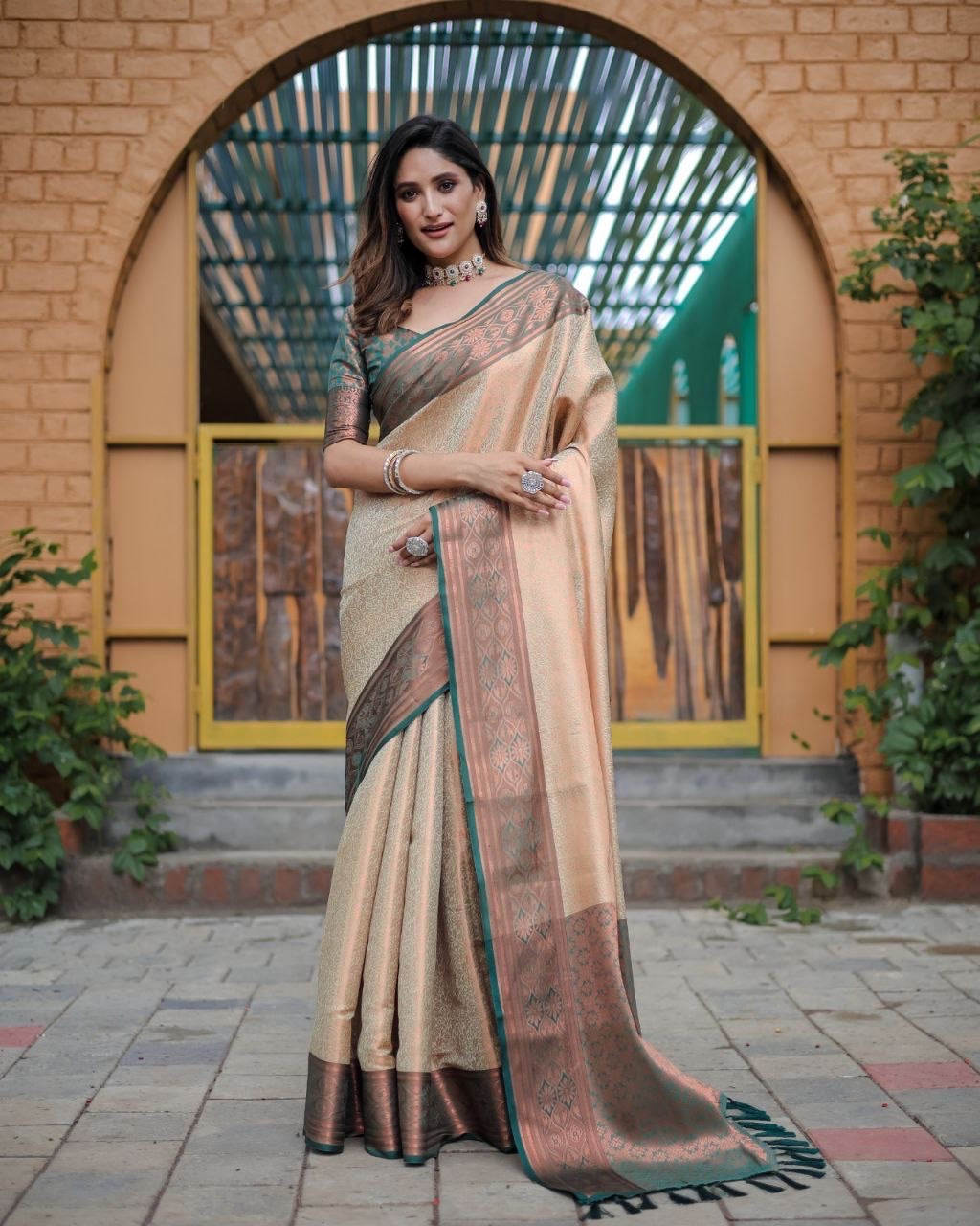 Soft Silk Saree in Copper Zari