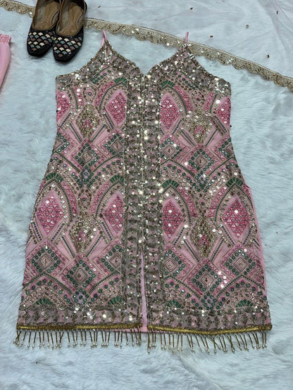 Majnu Baby Pink Sharara Set