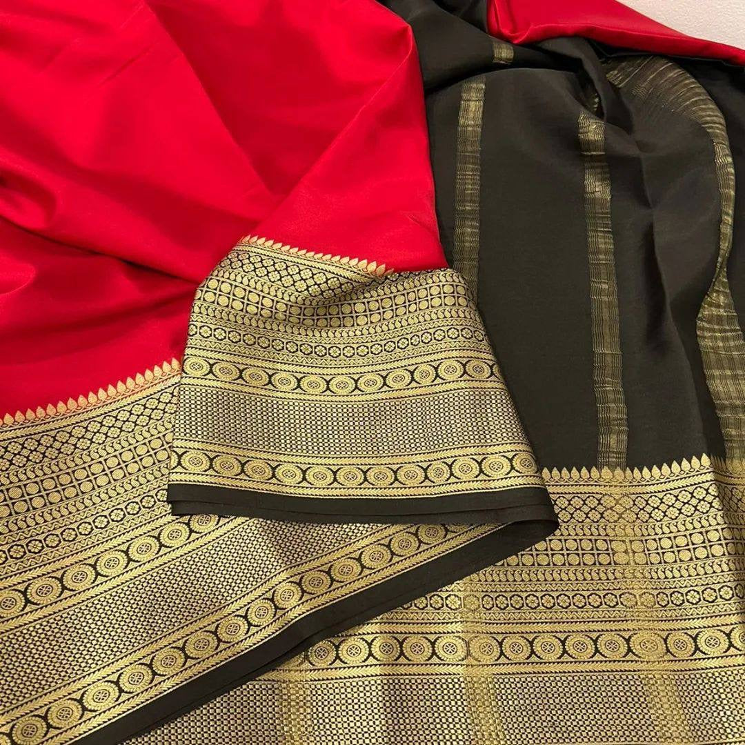 Mysore Crepe Silk Saree x Contrast Borders