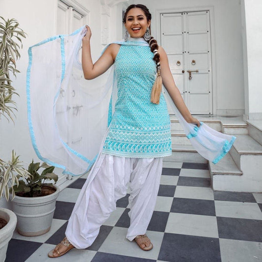 Charvi Baby Blue Salwar Patiala Suit