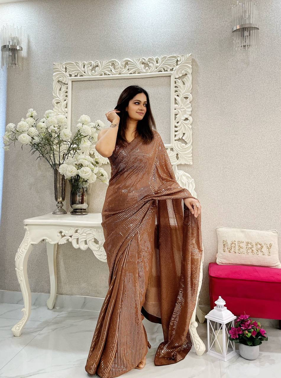 Claire — Partywear Sequinned Georgette Saree