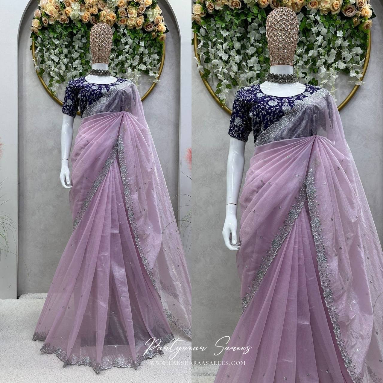 GEET - Purple Georgette Shimmer Saree