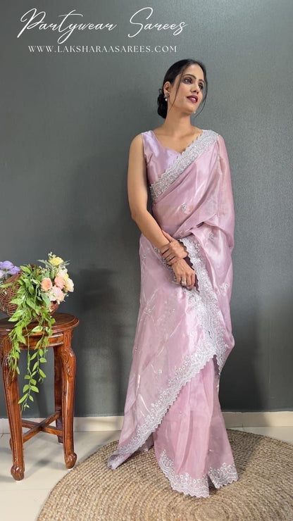 SONAM 3.0 Pastel Shimmer Silk Saree x Readymade Blouse